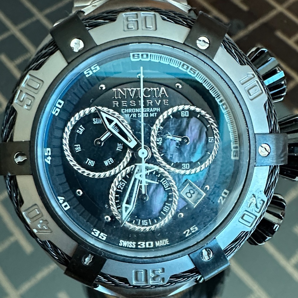 Invicta Reserve Black and Silver Chronograph Watch. Never worn